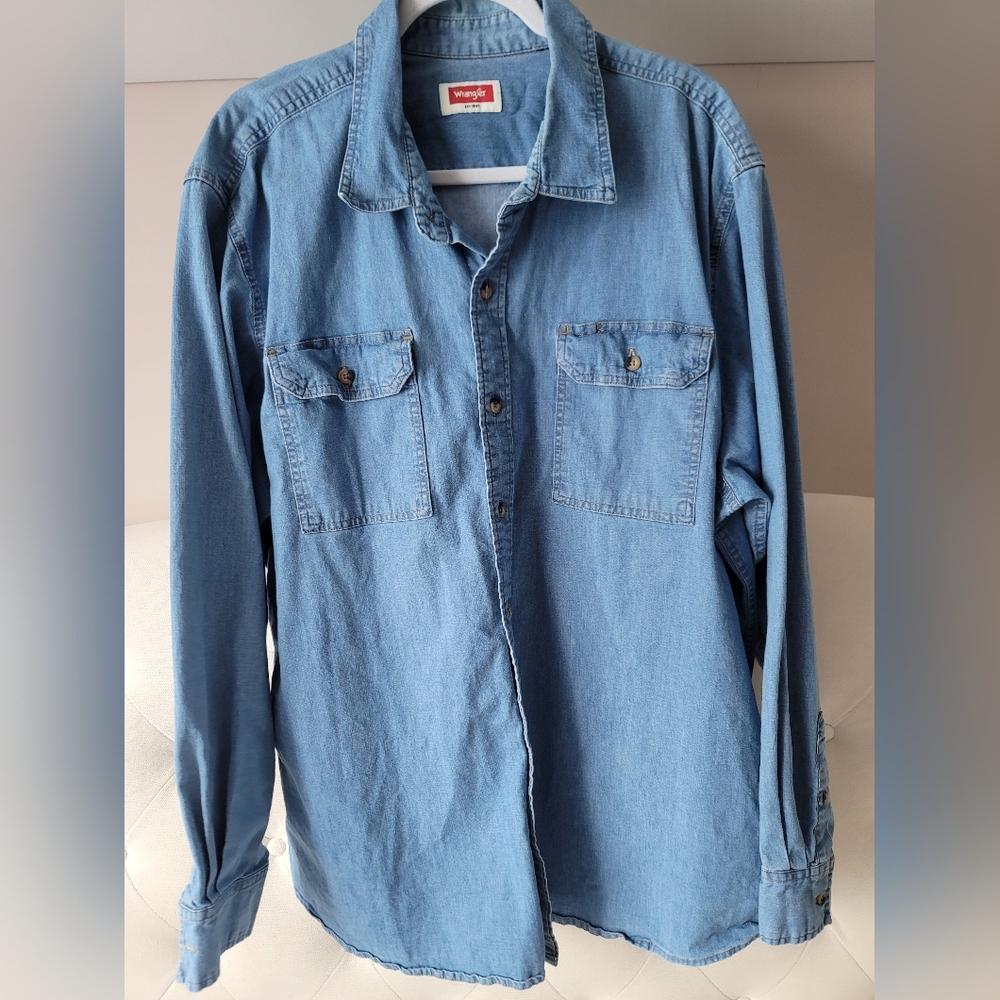 Wrangler Sz XXL Blue Denim Shirt